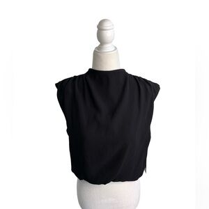 Worthington Bubble Key Hole  Black Sleeveless Blouse sz S